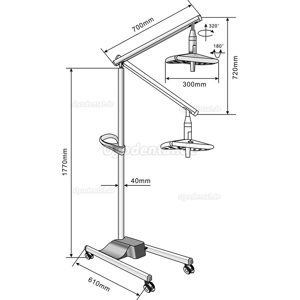 KWS KD-2018L-1 70W Mobile Dental LED OP-Leuchte Schattenfrei Standger&auml;t 50000 Lux